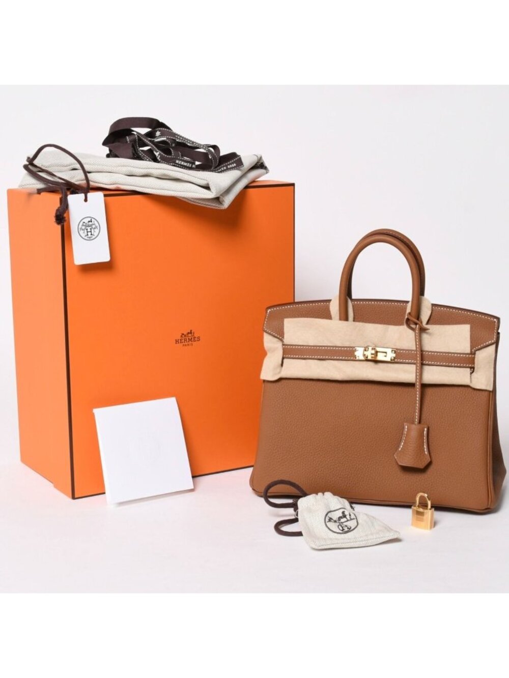 Hermes Birkin 25 Handbag Togo Gold